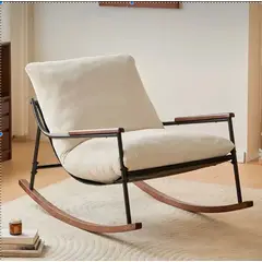 GENERICO - Sillon Sofa Mecedor Madera Y Metal Resistente Grande Comodo