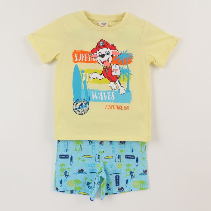 PAW PATROL - Pijama Manga Corta Niño Amarillo Surf Waves Paw Patrol