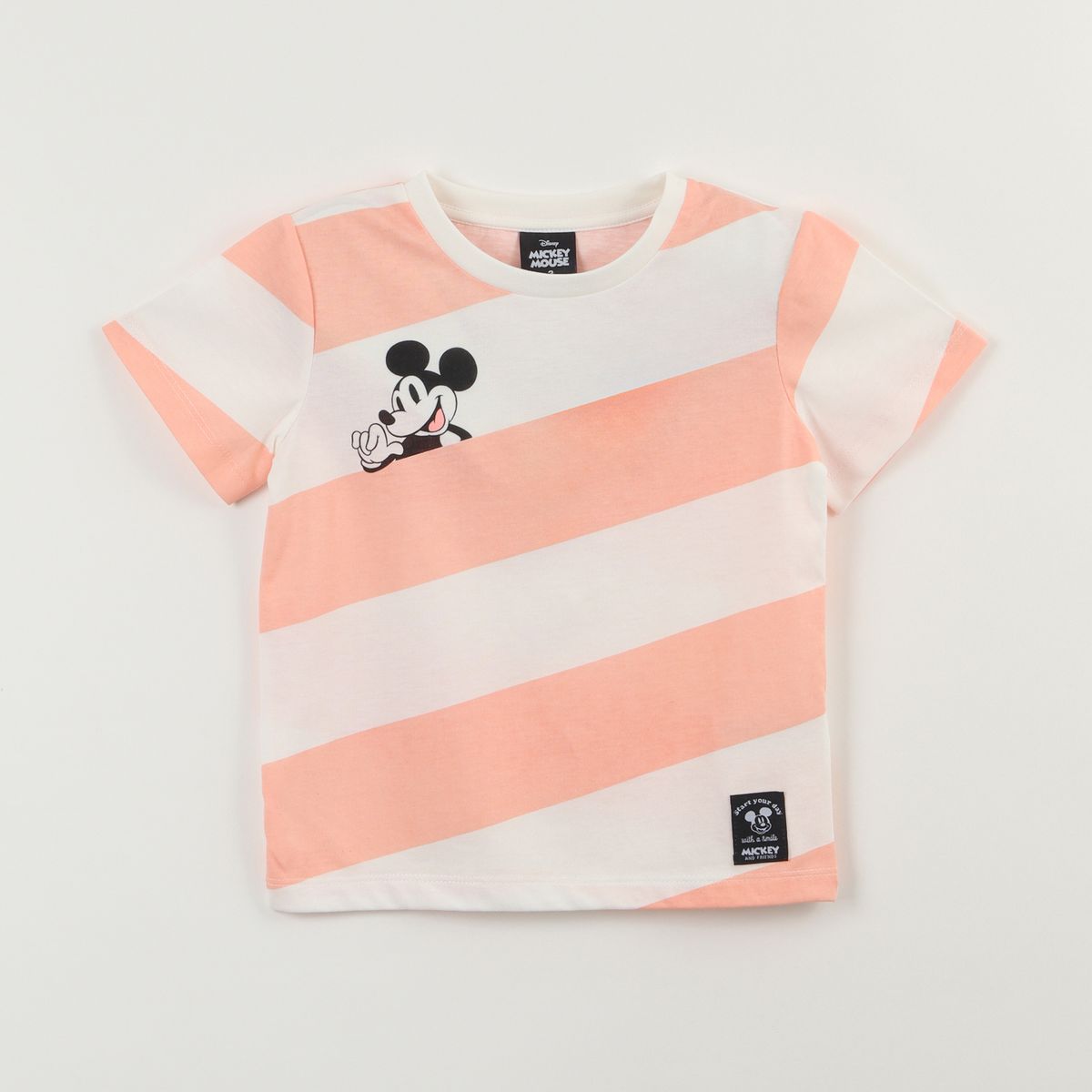 DISNEY - Polera Manga Corta Niño Beige Estampado Mickey Disney