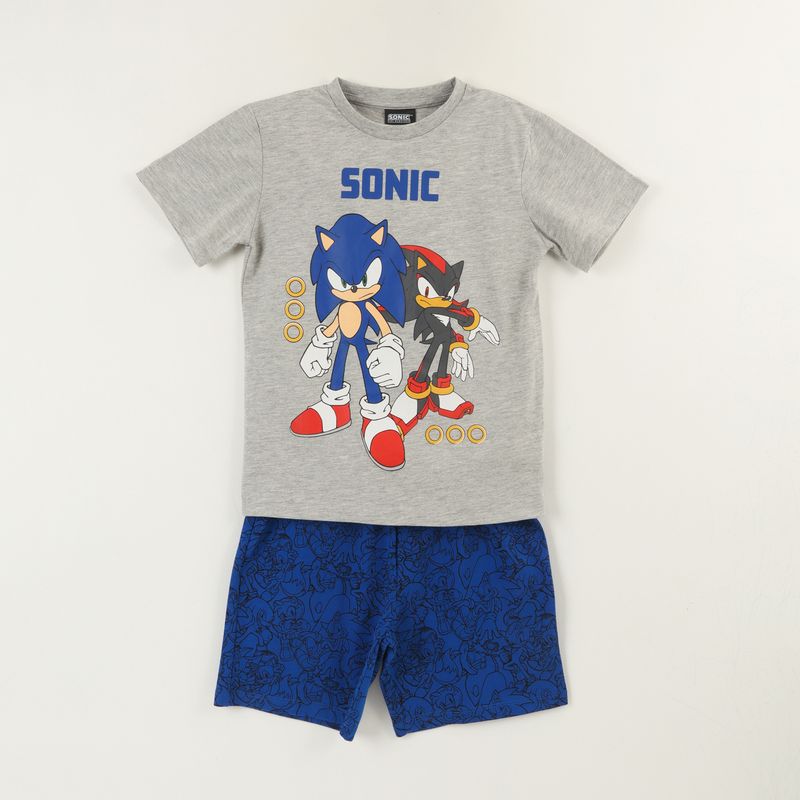 SONIC - Pijama Manga Corta Niño Gris Claro Personajes Sonic