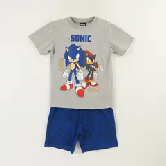 SONIC - Pijama Manga Corta Niño Gris Claro Personajes