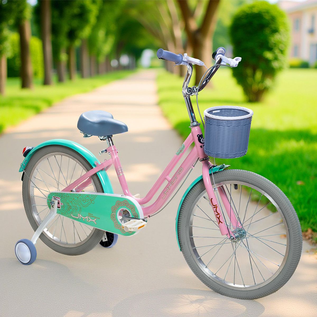 MUNDO ONLINE - Bicicleta Infantil Aro 20 Paseo con Rueditas y Canasto