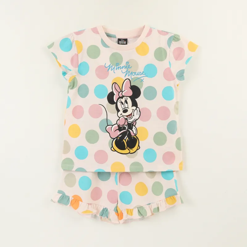 DISNEY - Pijama Manga Corta Niña Rosado Lunares Colores Minnie Disney
