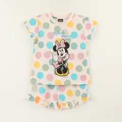DISNEY - Pijama Manga Corta Niña Rosado Lunares Colores Minnie