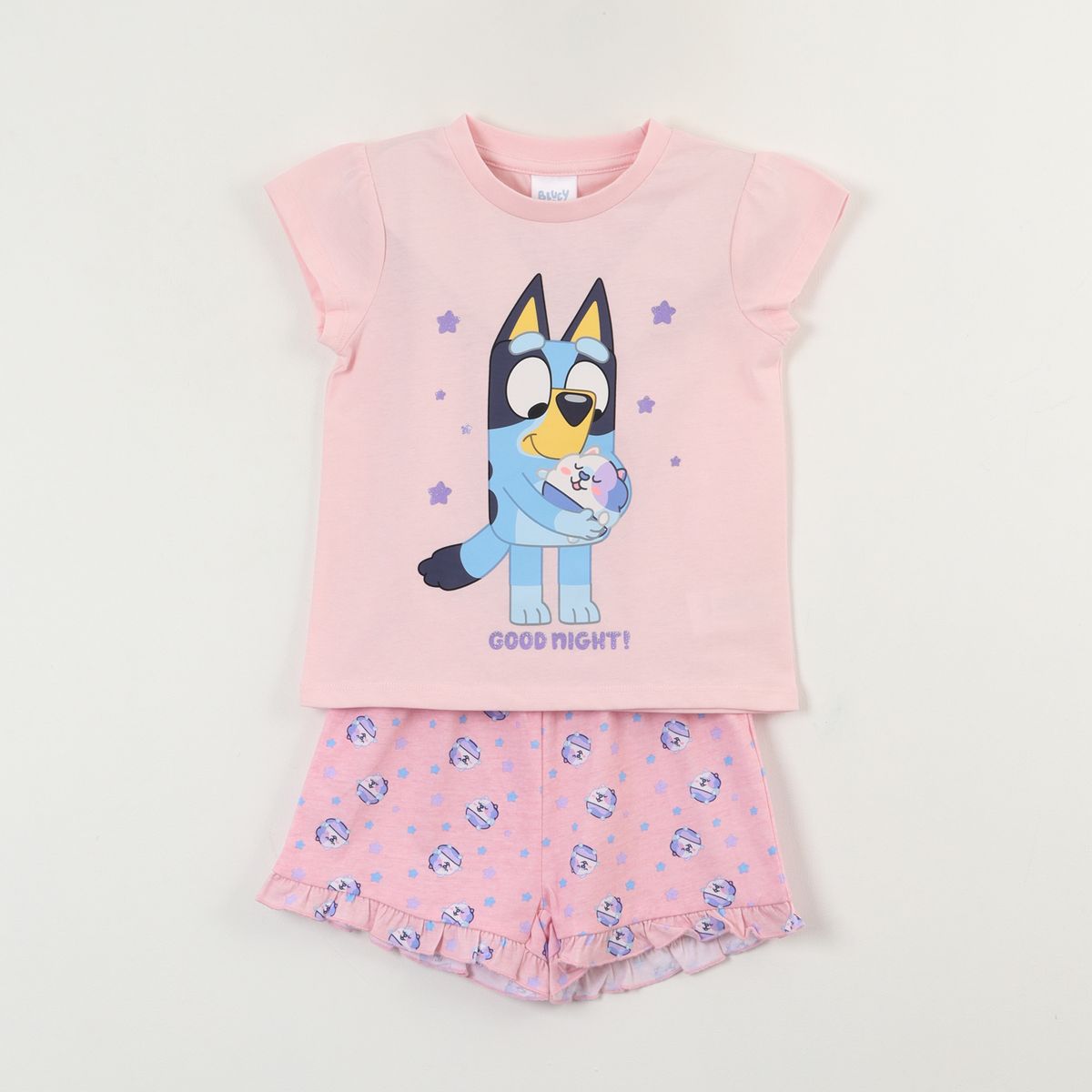 BLUEY - Pijama Manga Corta Niña Rosado Good Night Bluey