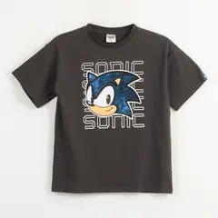 SONIC - Polera Manga Corta Niño Gris Face Lentejuelas