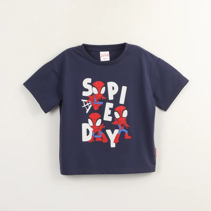 MARVEL - Polera Manga Corta Niño Azul Personajes Spidey Marvel