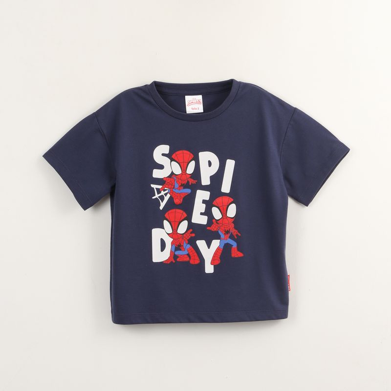 MARVEL - Polera Manga Corta Niño Azul Personajes Spidey Marvel