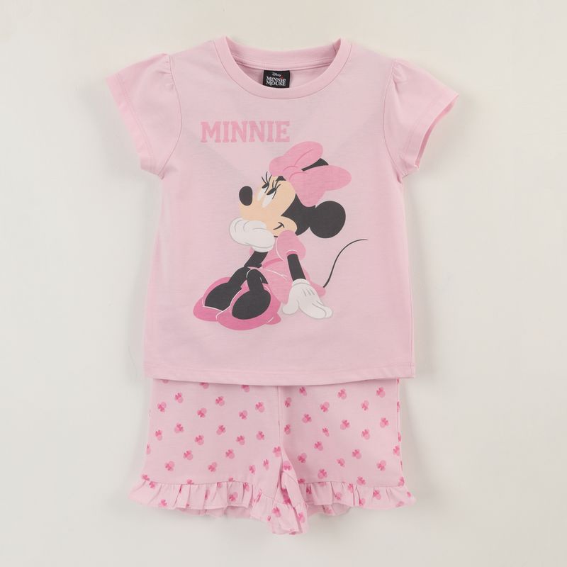DISNEY - Pijama Manga Corta Niña Rosado Minnie Sentada Disney
