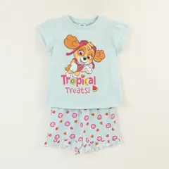 PAW PATROL - Pijama Manga Corta Niña Celeste Tropical