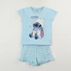 DISNEY - Pijama Manga Corta Niña Celeste Lilo & Stitch