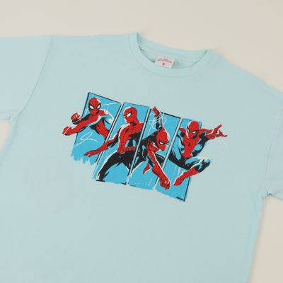 Imagen 2 del producto Polera Manga Corta Niño Celeste Saltando Spiderman