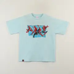MARVEL - Polera Manga Corta Niño Celeste Saltando Spiderman
