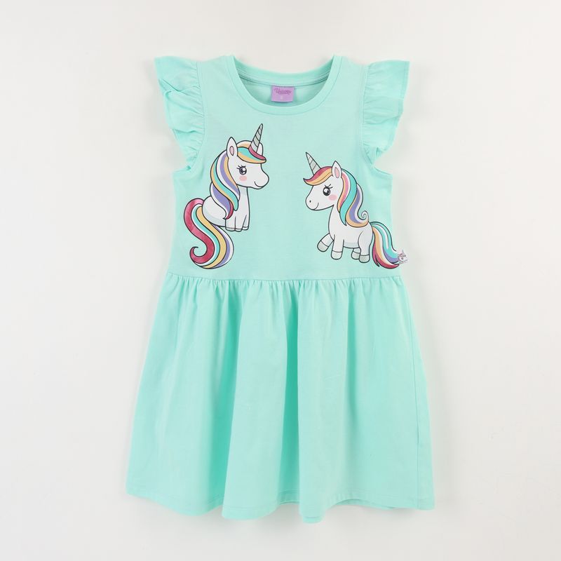 DISNEY - Vestido Niña Verde Unicornio