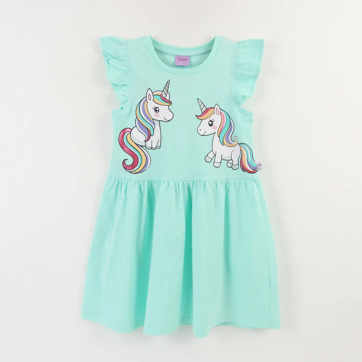 DISNEY - Vestido Niña Verde Unicornio