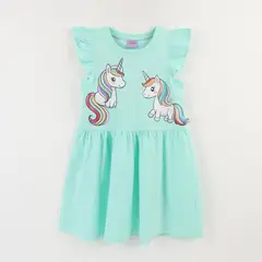 DISNEY - Vestido Niña Verde Unicornio
