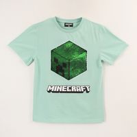 Polera Manga Corta Niño Verde Sequins Reversi