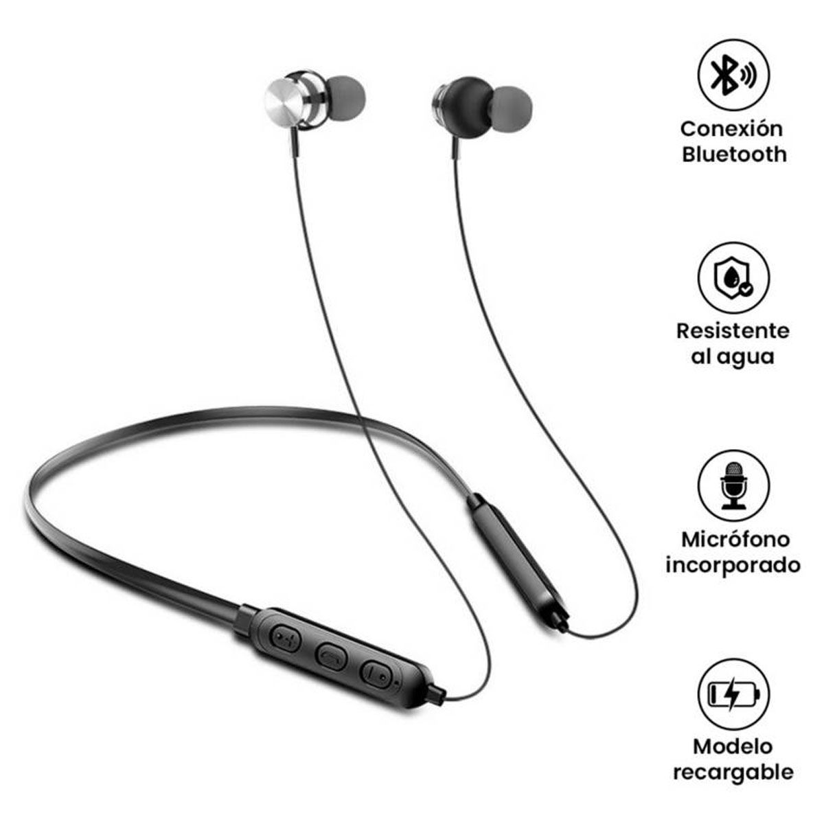 MOTOMO - Audifonos Inalámbrico Bluetooth Deportivo BE-002 Negro