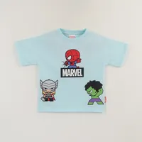 Polera Manga Corta Niño Turquesa Personajes Spidey