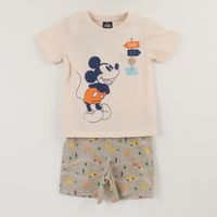 Pijama Manga Corta Niño Beige Go Mickey
