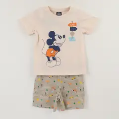 DISNEY - Pijama Manga Corta Niño Beige Go Mickey