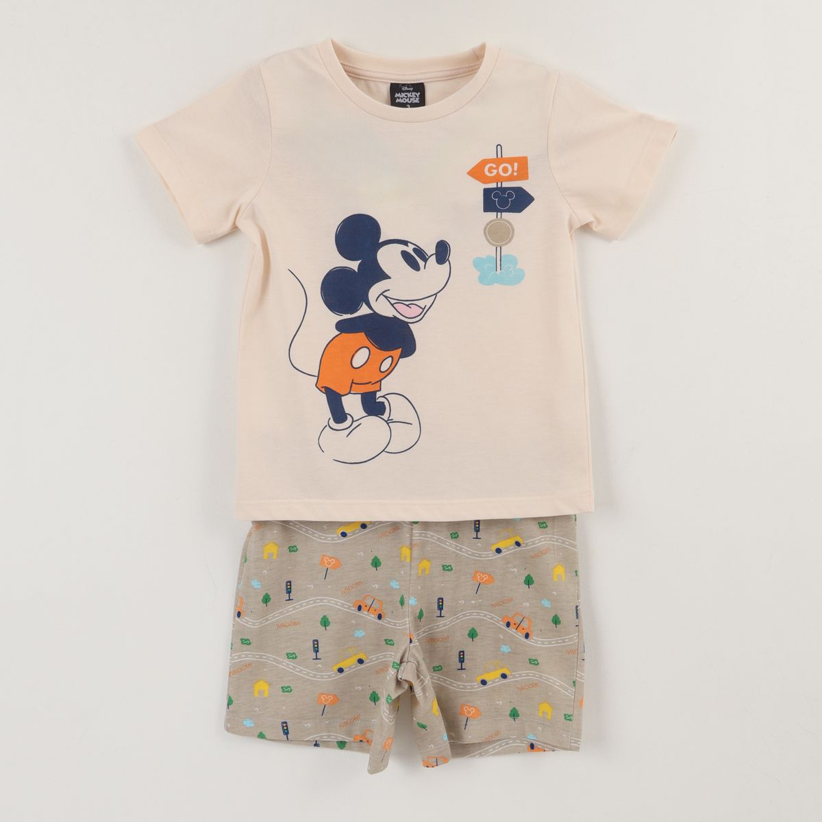 DISNEY - Pijama Manga Corta Niño Beige Go Mickey Disney