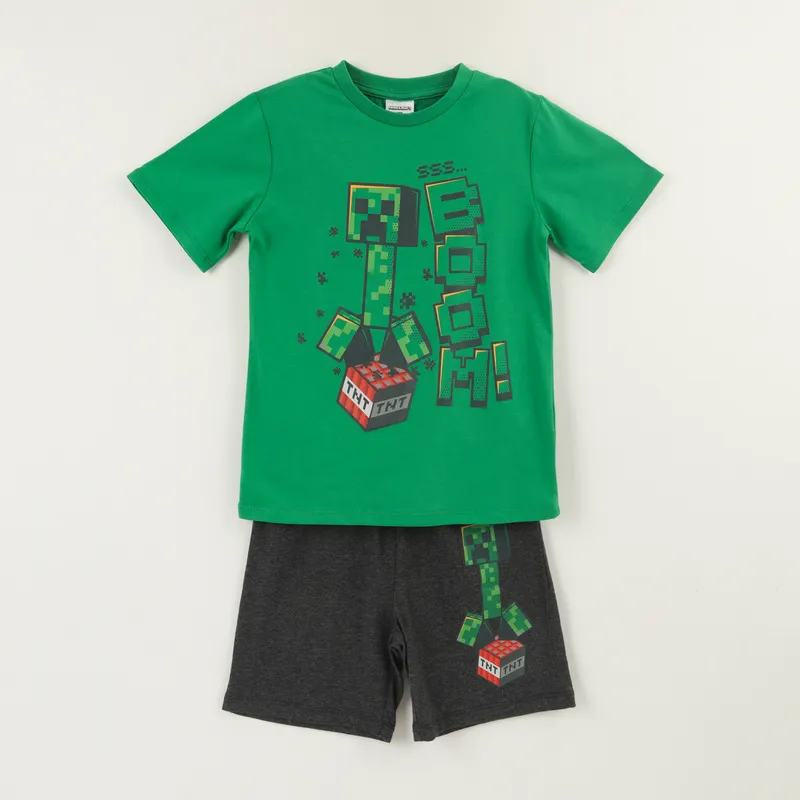 MINECRAFT - Pijama Manga Corta Niño Verde TNT Minecraft
