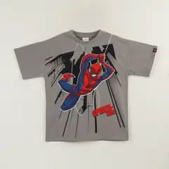 MARVEL - Polera Manga Corta Niño Gris Personaje Spiderman