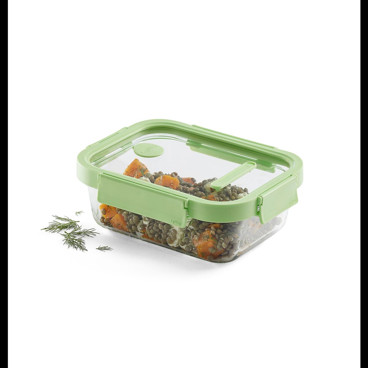 LEKUE - Recipiente hermético 100% de vidrio 1050 ml rectangular