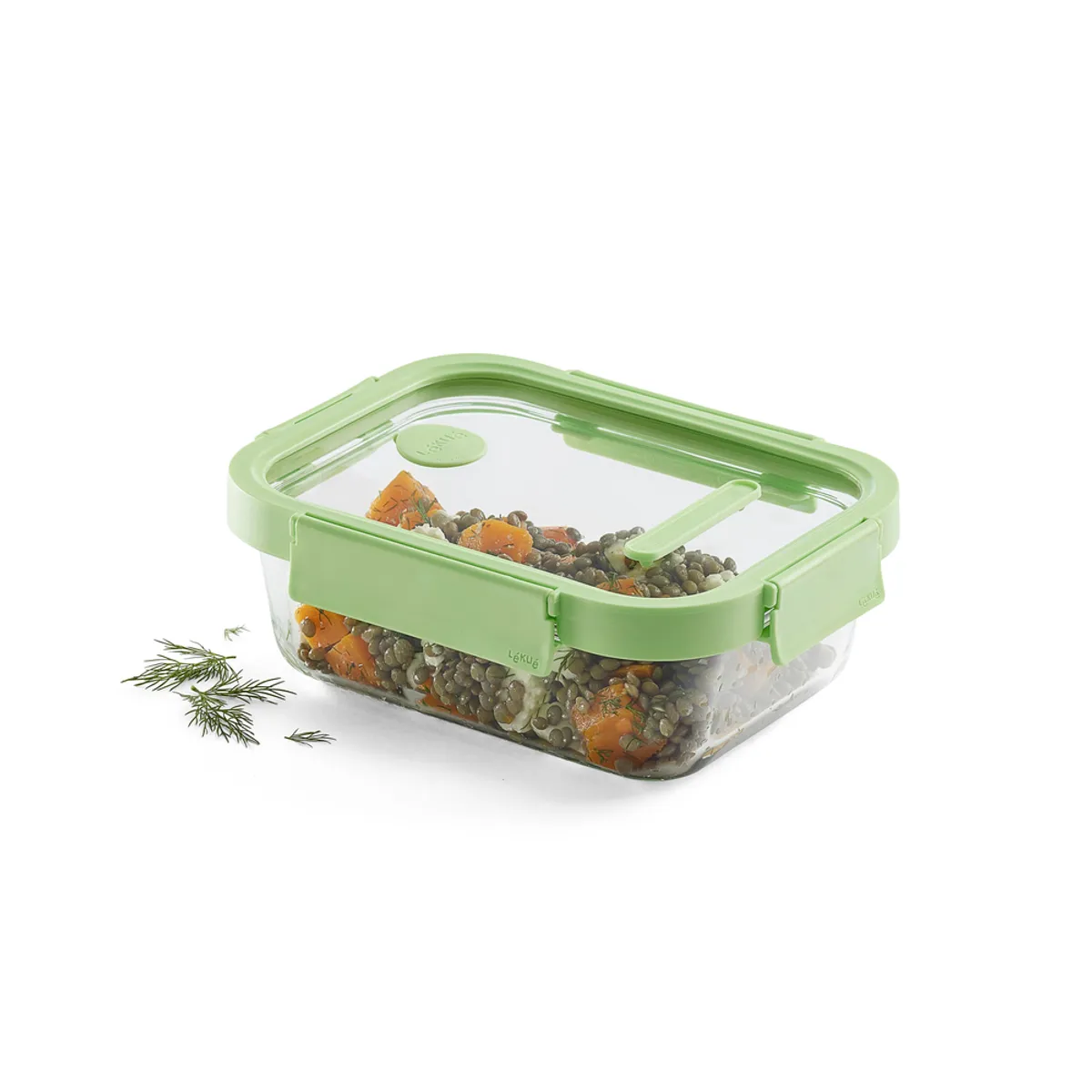 LEKUE - Recipiente hermético 100% de vidrio 1050 ml rectangular