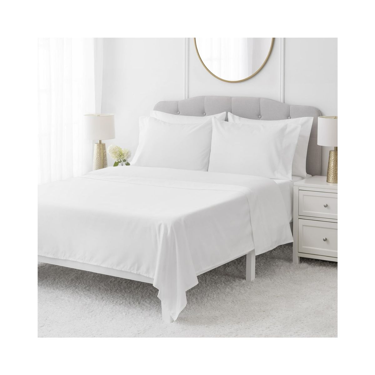 GENERICO - Juego de Sábanas King Size 1000 hilos Algodón Egipcio - Blanco