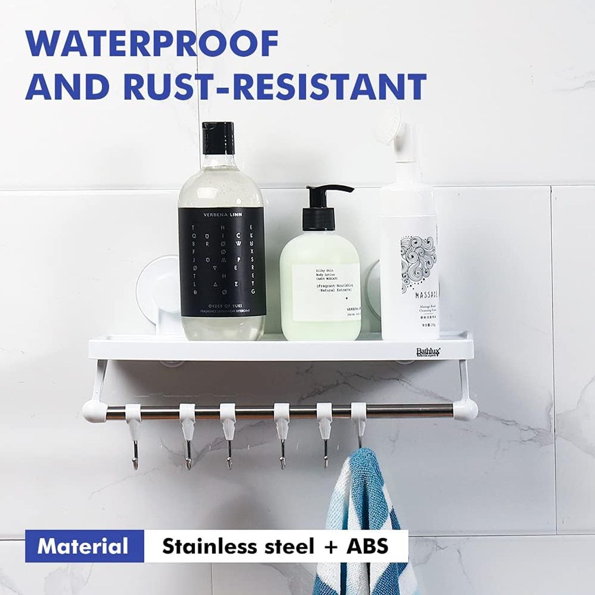 BATHLUX - Organizador De Ducha Estante Cn Ventosa Y Colgador + Ganchos 30136