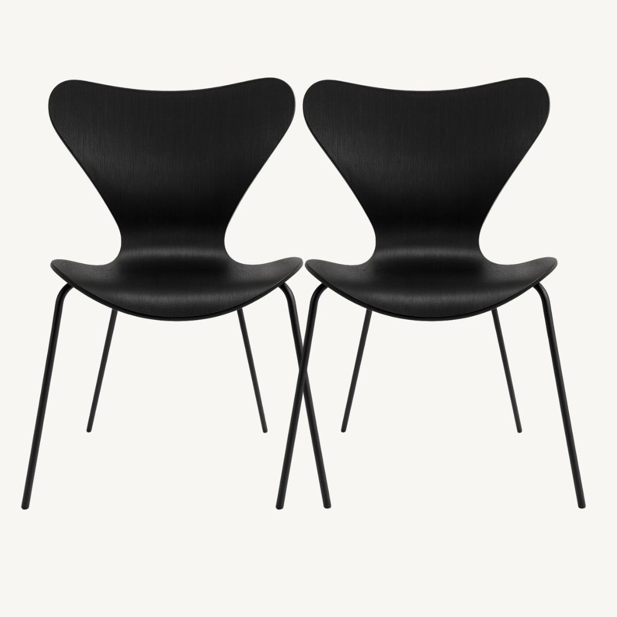 HABITA2 CHILE - Pack 2 Silla Jlove Black de Polipropileno