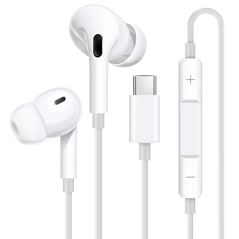 MICROLAB - Audifono Con Cable USB-C Manos Libre Control Volumen Blanco