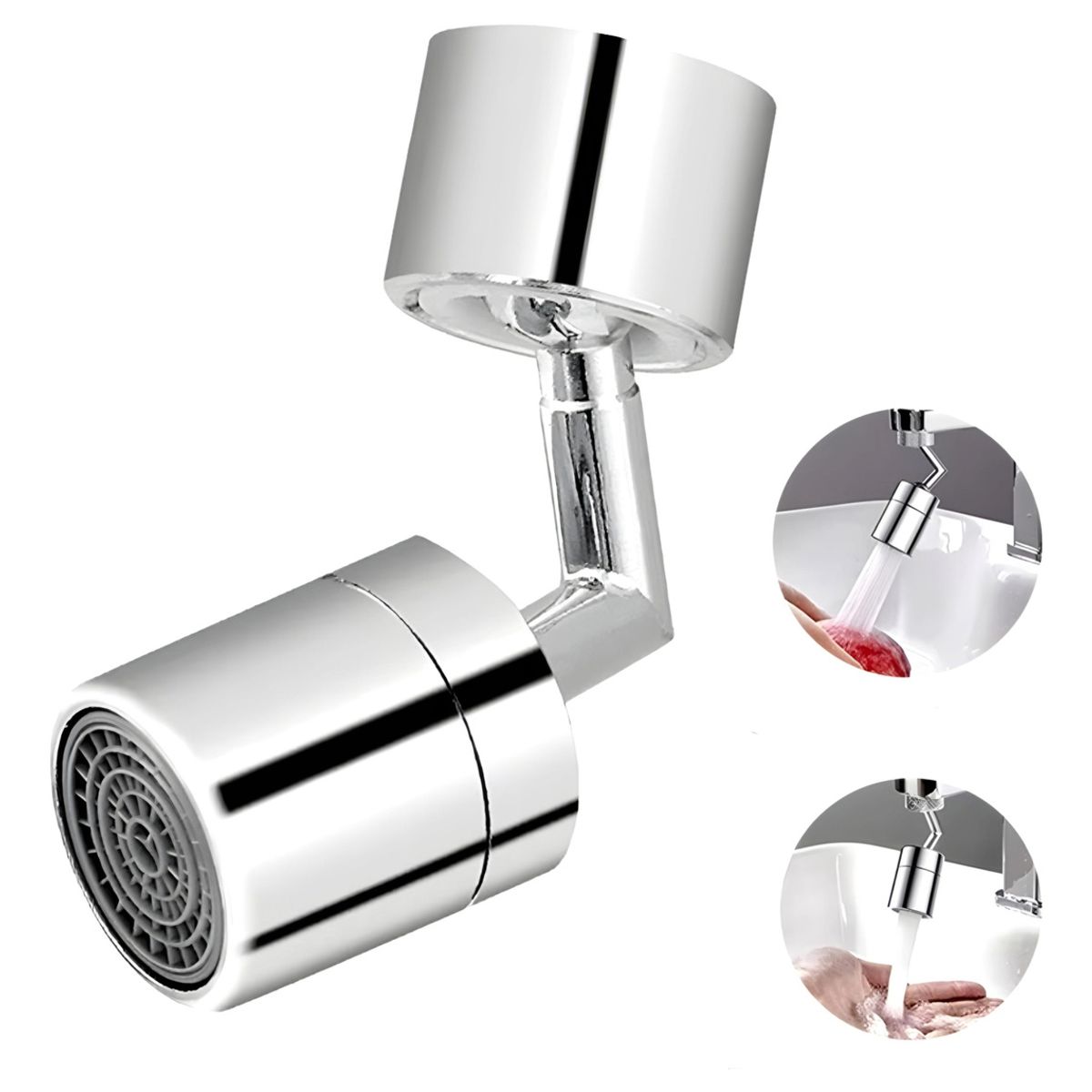 KMT TOOLS - Grifo Giratorio 720° Con Filtro Baño Cocina Antioxido Universal Cromado