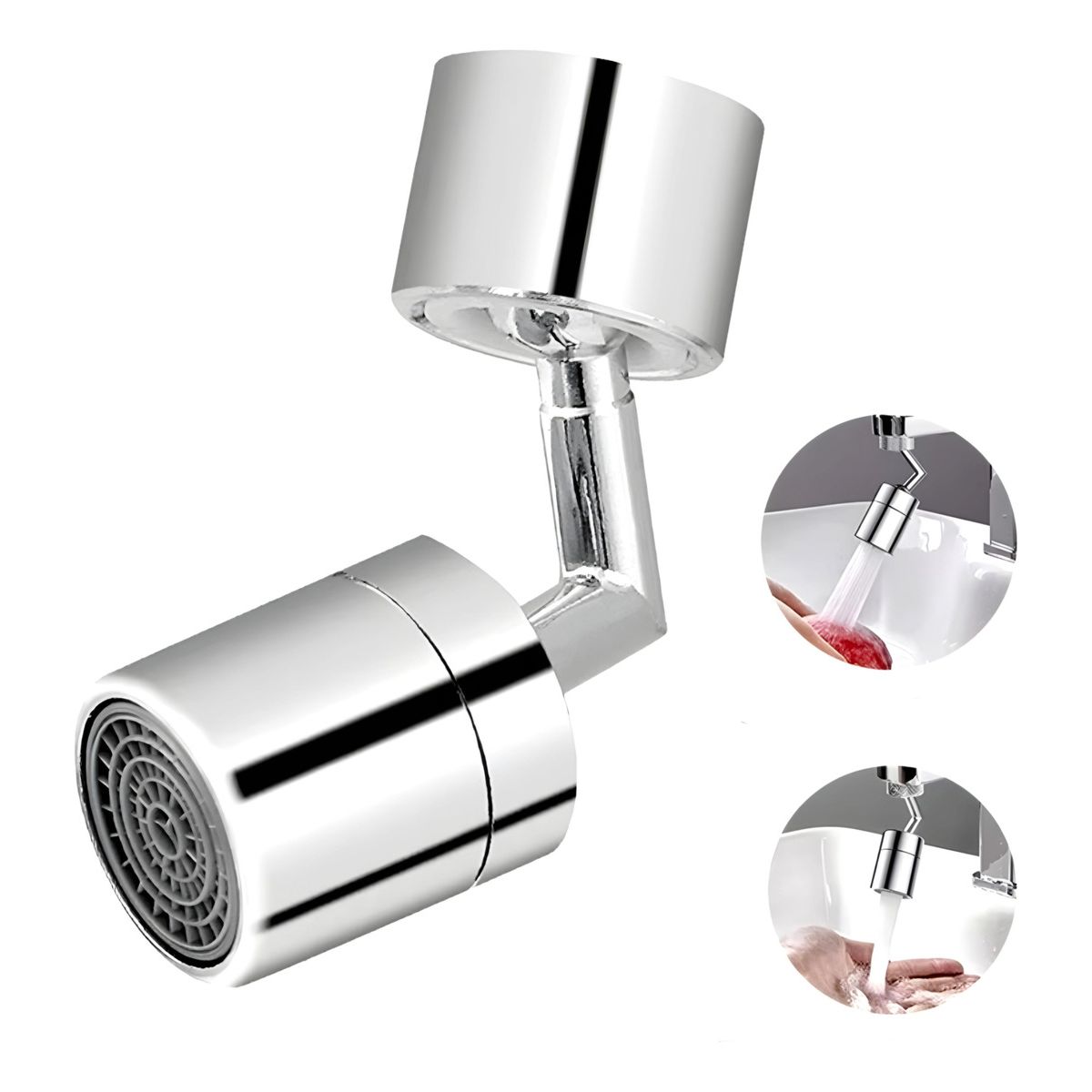 KMT TOOLS - Grifo Giratorio 720° Con Filtro Baño Cocina Antioxido Universal Cromado