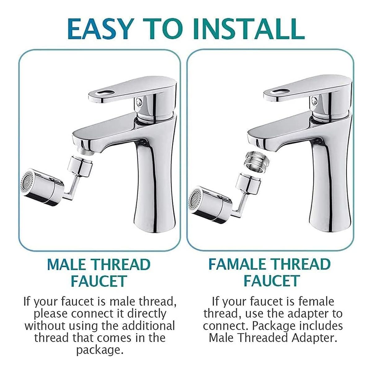KMT TOOLS - Grifo Giratorio 720° Con Filtro Baño Cocina Antioxido Universal Cromado