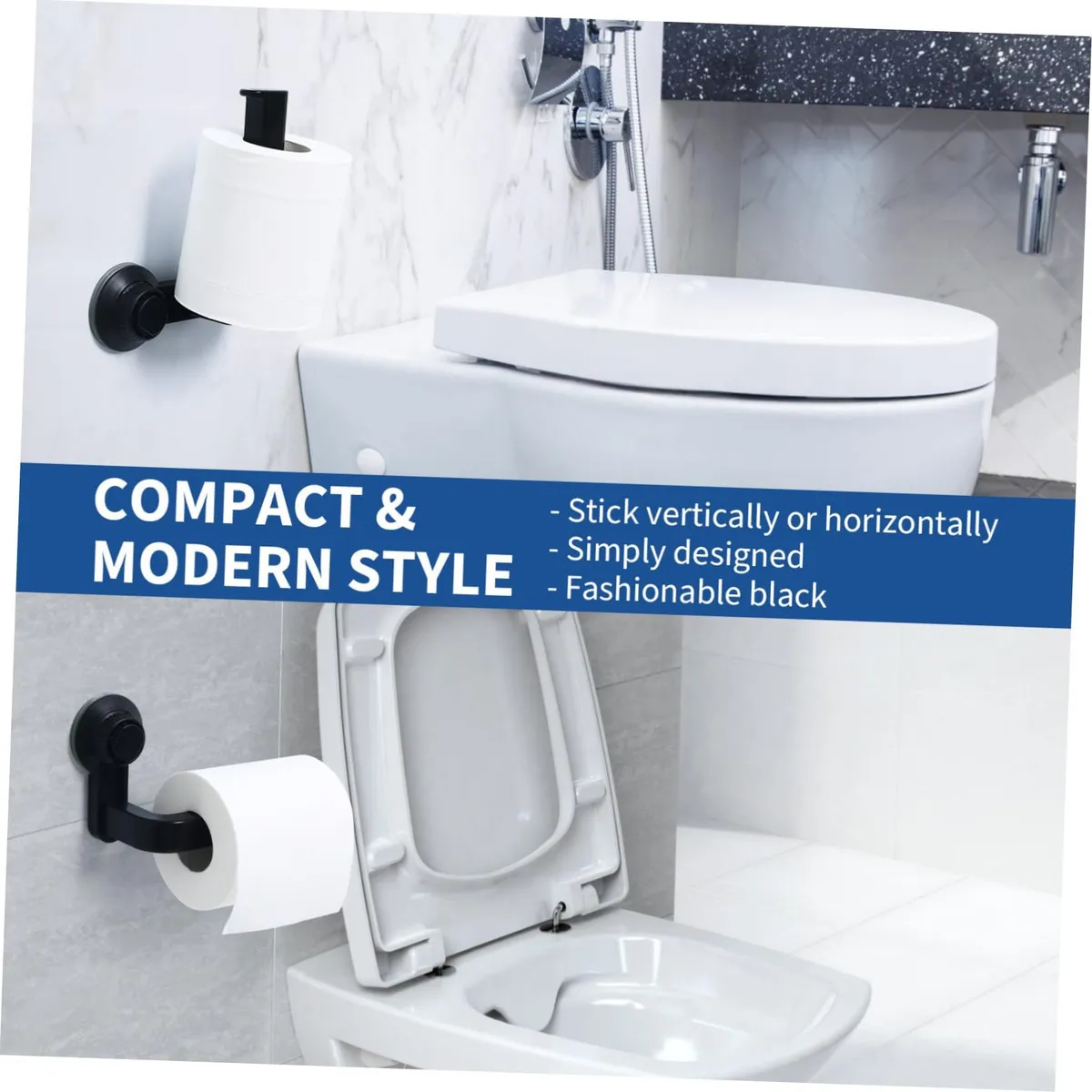 BATHLUX - Porta Papel Higiénico Dispensador De Confort Cn Ventosa Negro 130042