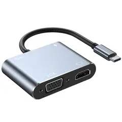 MOTOMO - Adaptador USB-C 4 En 1 Usb-C A Hdtv Suport 4k+Usb3.0+Pd+VGA