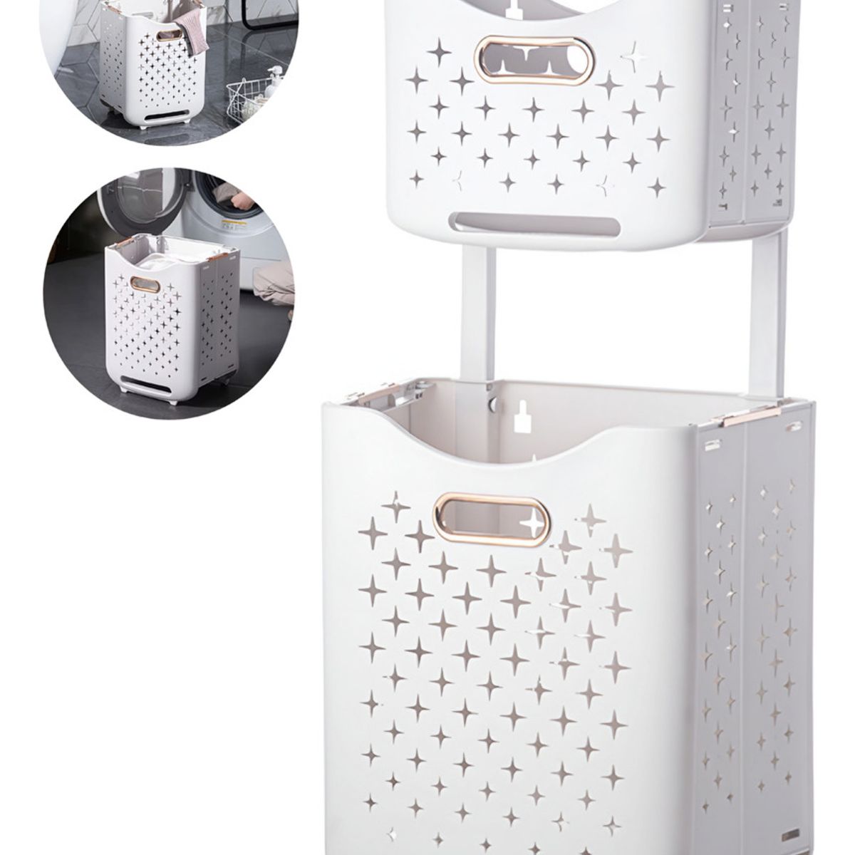 BATHLUX - Canasto de Ropa RyC Multifunción 2 En 1 Plegable con Ruedas
