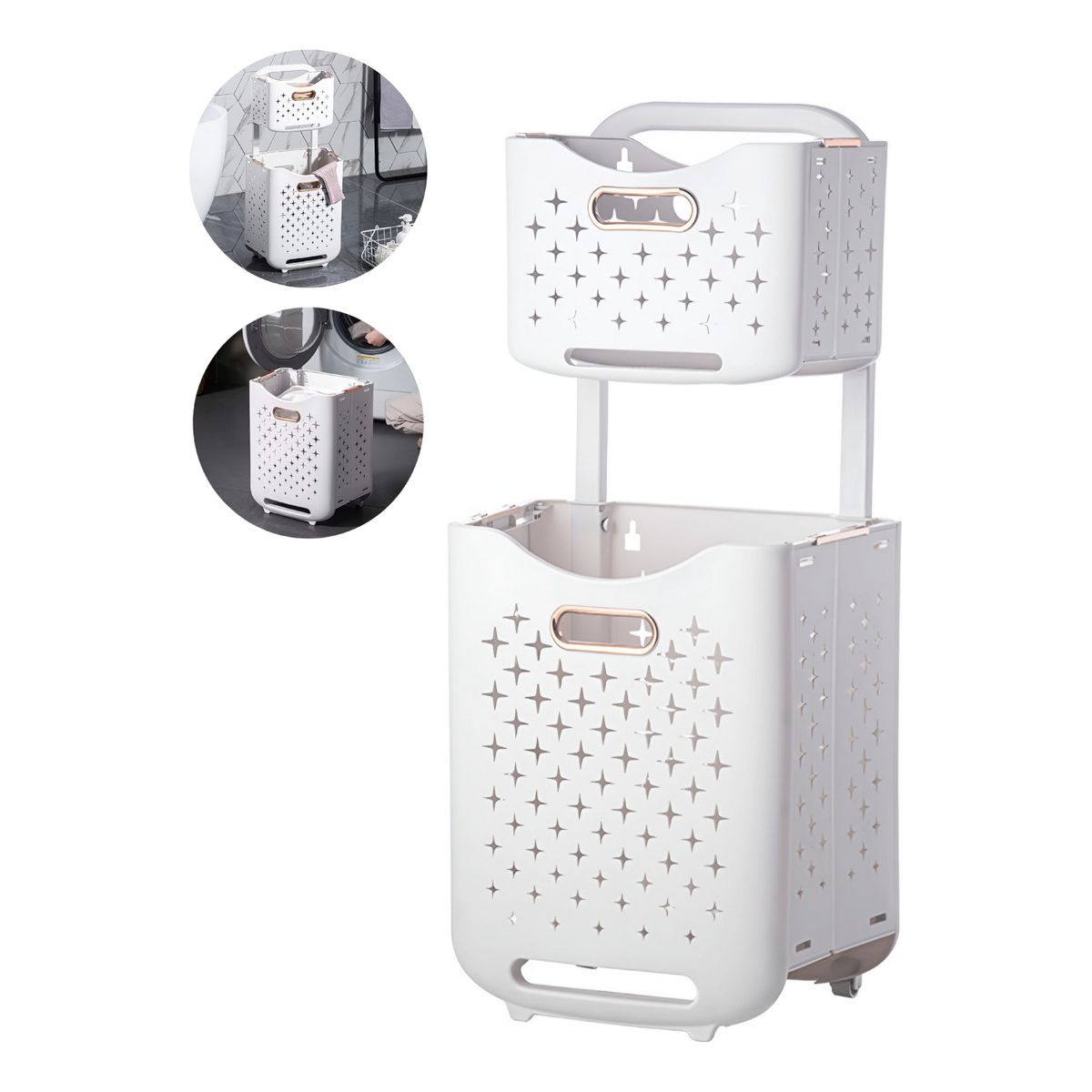 BATHLUX - Canasto de Ropa RyC Multifunción 2 En 1 Plegable con Ruedas