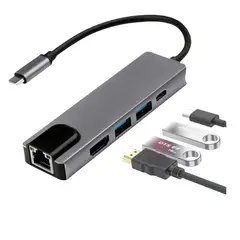 MOTOMO - Adaptador USB-C 5 En 1 Usb-C A Hdtv + Usb3.0 + Pd Support4k