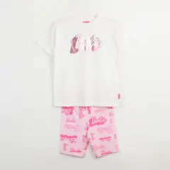 BARBIE - Conjunto Niña Blanco Logo