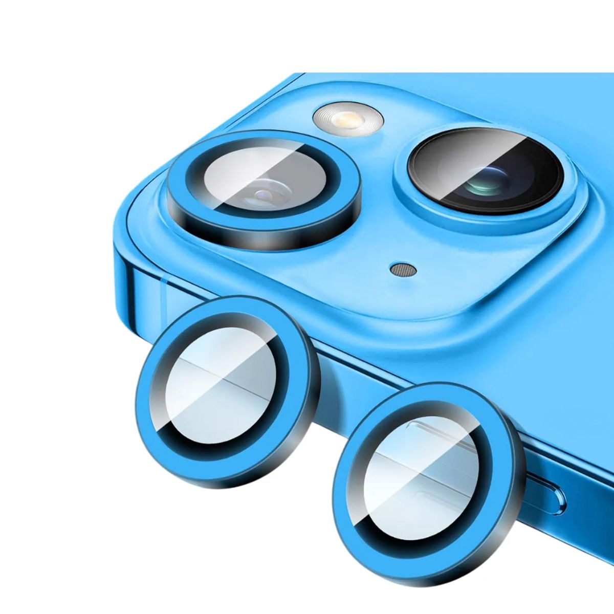 JOIGO - Protector de Lentes de Camara Para iPhone 11 / 12 Mini Fluor Azul