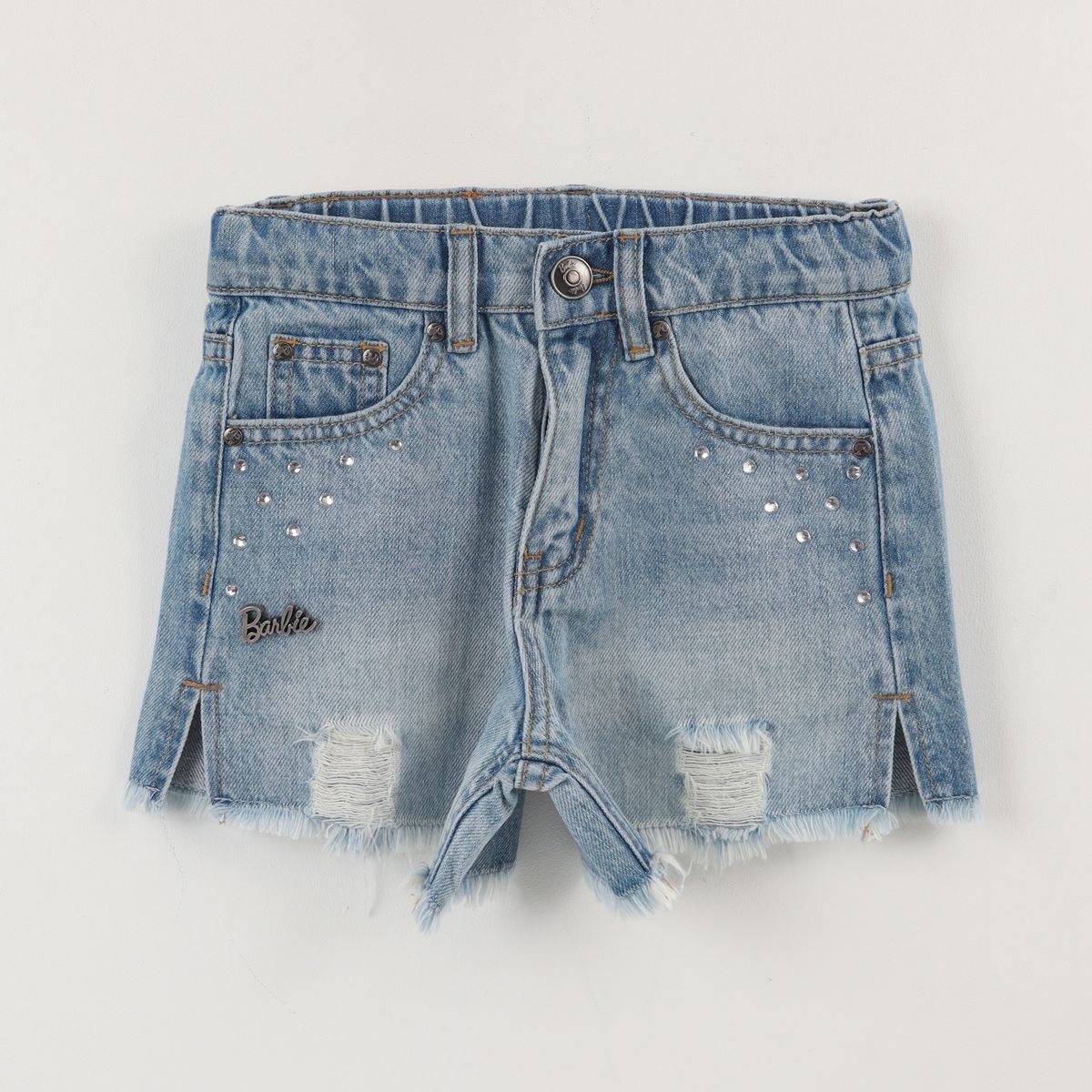 BARBIE - Short Niña Azul Denim Roto Barbie