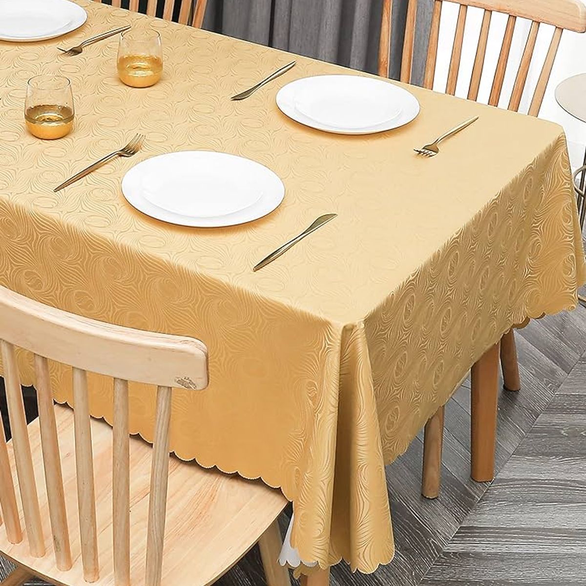 GENERICO - Mantel rectangular 140x220 diseños mostaza
