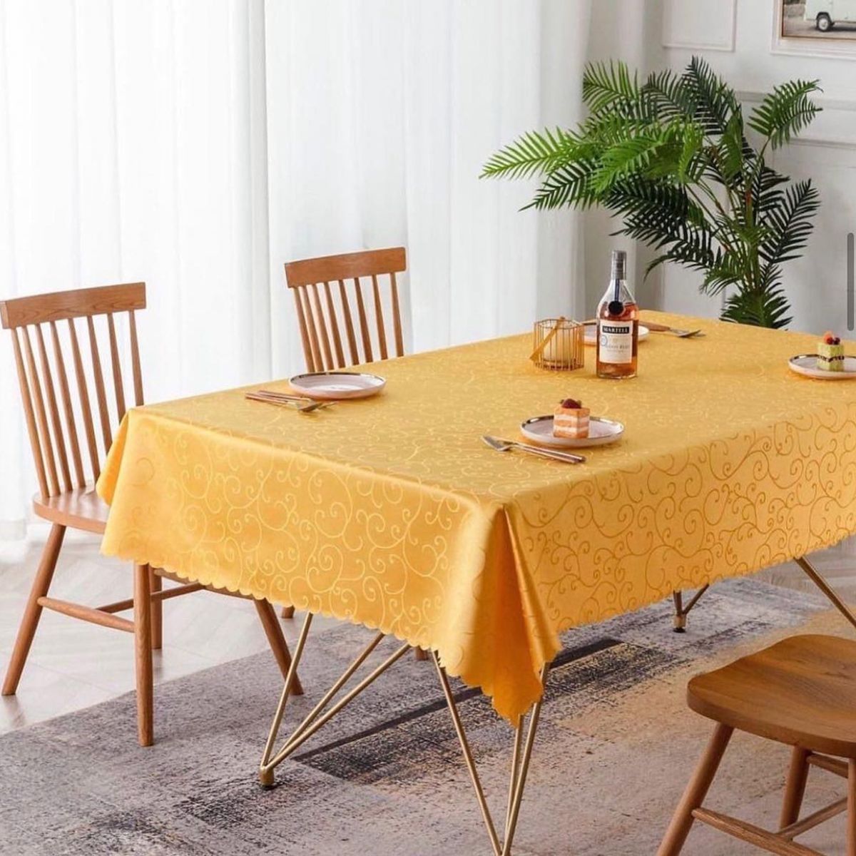 GENERICO - Mantel rectangular 140x220 diseños mostaza