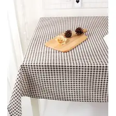 GENERICO - Mantel rectangular cuadros lino 140x220 café