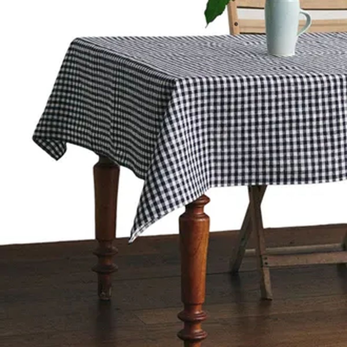 GENERICO - Mantel rectangular cuadros lino 140x220 negro