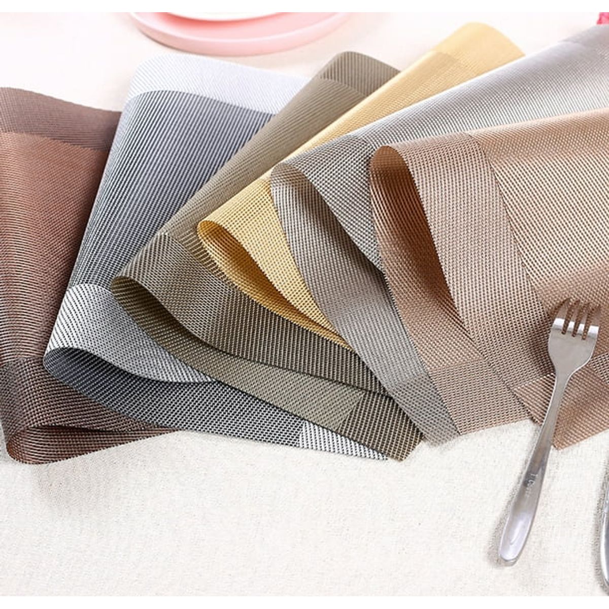 GENERICO - Set 6 individuales mesa rectangulares diseños beige